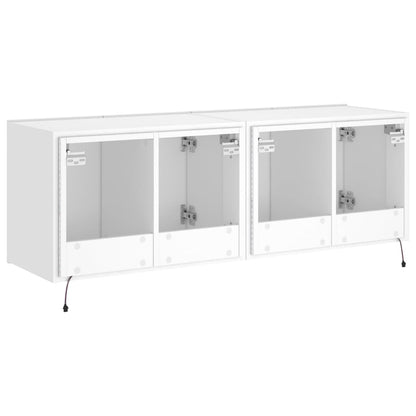vidaXL TV-Wandschränke mit LED-Leuchten 2 Stk. Weiß 60x35x41 cm