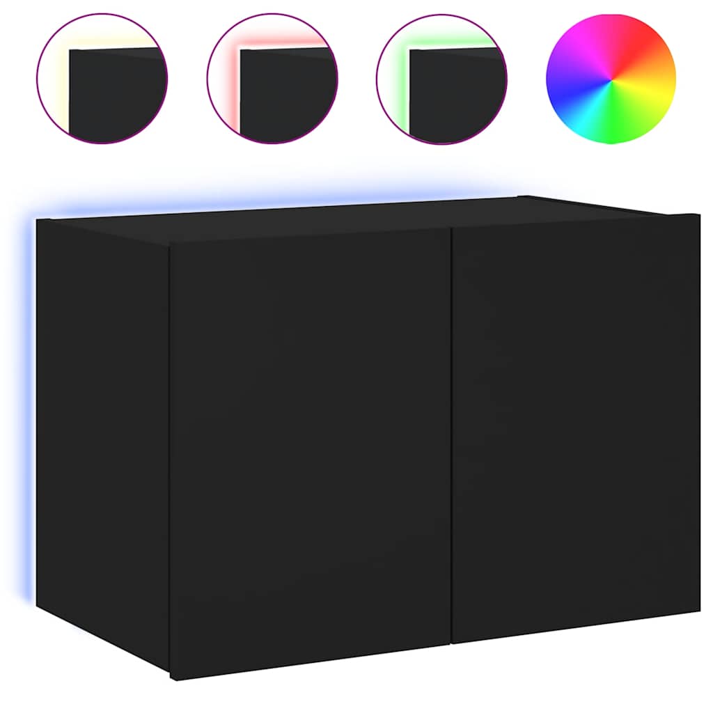 vidaXL TV-Wandschrank mit LED-Leuchten Schwarz 60x35x41 cm