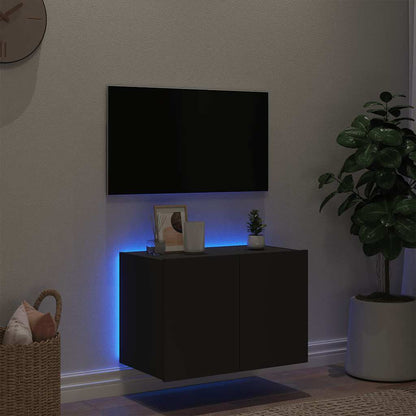 vidaXL TV-Wandschrank mit LED-Leuchten Schwarz 60x35x41 cm