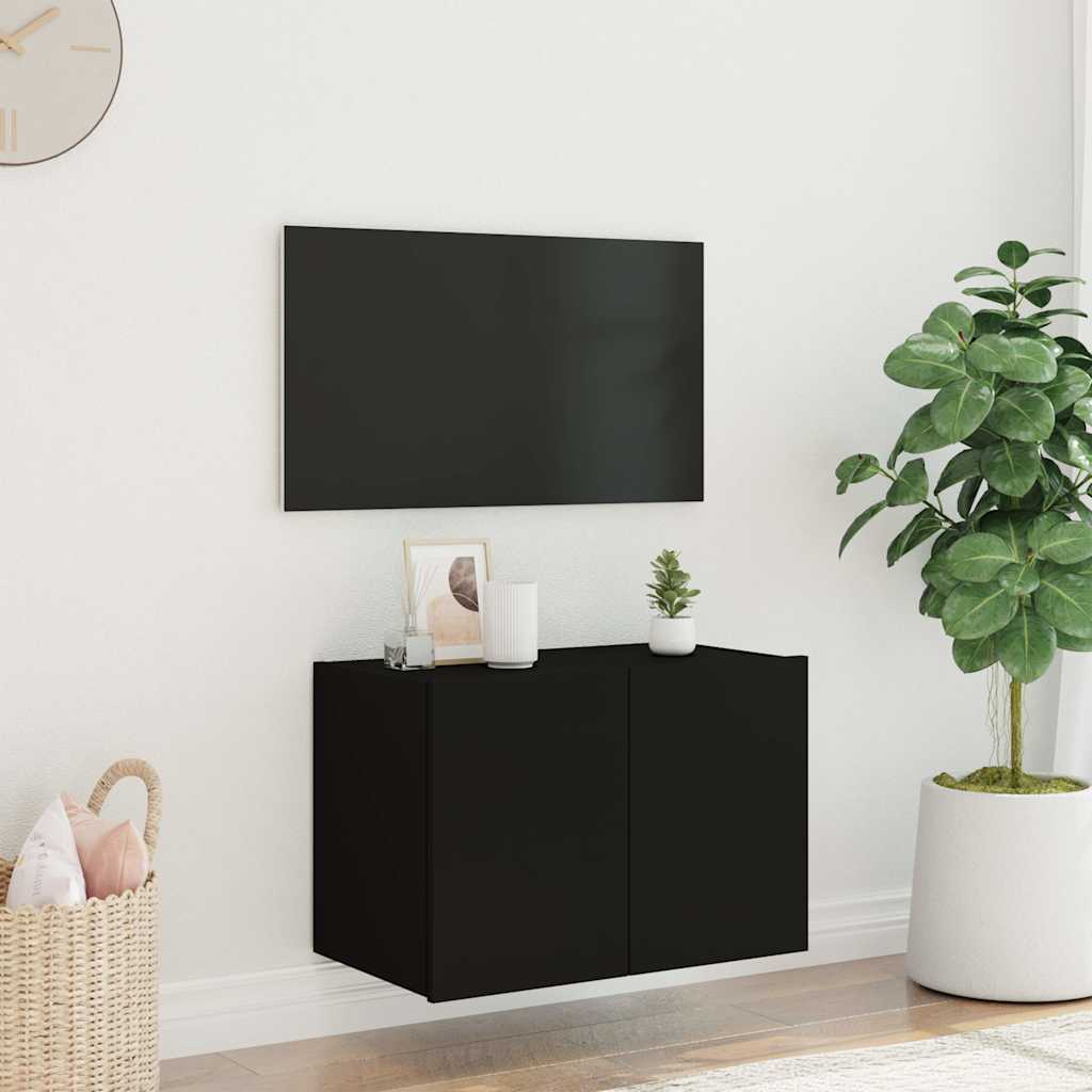 vidaXL TV-Wandschrank mit LED-Leuchten Schwarz 60x35x41 cm