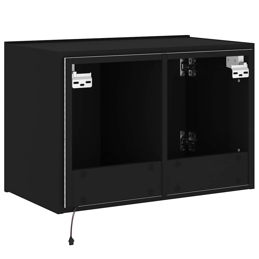 vidaXL TV-Wandschrank mit LED-Leuchten Schwarz 60x35x41 cm