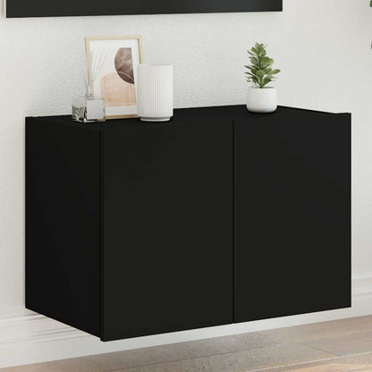 vidaXL TV-Wandschrank mit LED-Leuchten Schwarz 60x35x41 cm