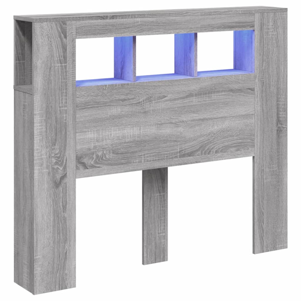 vidaXL LED-Kopfteil Grau Sonoma 120x18,5x103,5 cm Holzwerkstoff