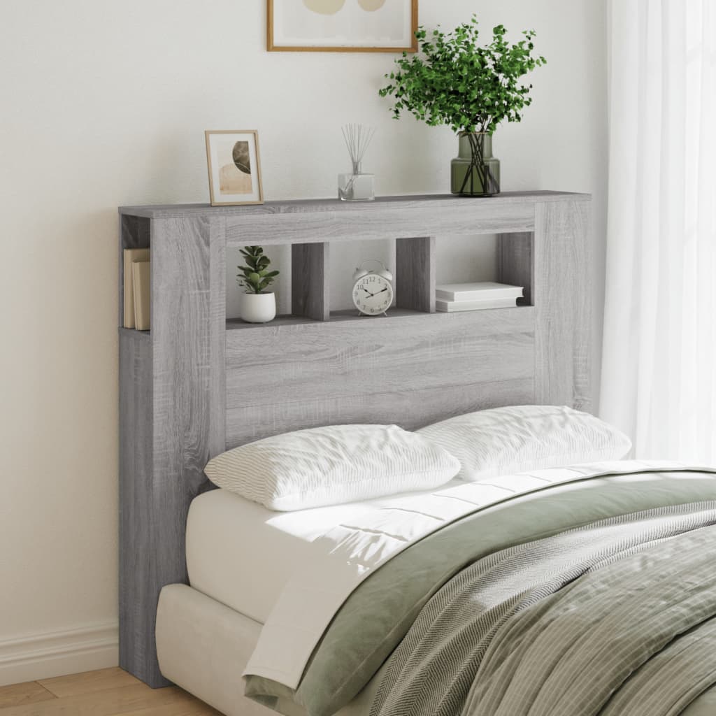 vidaXL LED-Kopfteil Grau Sonoma 120x18,5x103,5 cm Holzwerkstoff