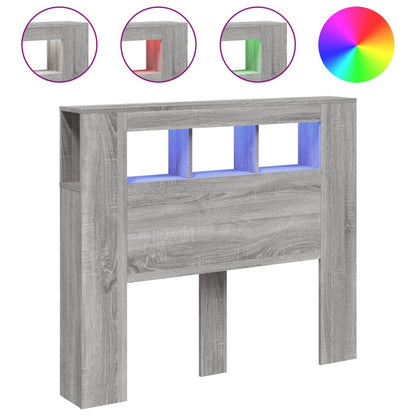 vidaXL LED-Kopfteil Grau Sonoma 120x18,5x103,5 cm Holzwerkstoff
