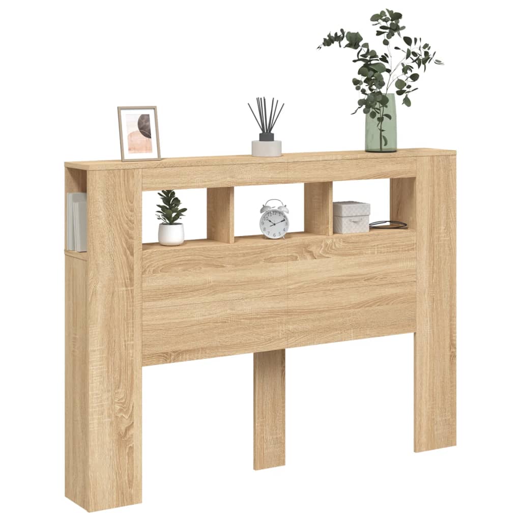 vidaXL LED-Kopfteil Sonoma Eiche 140x18,5x103,5 cm Holzwerkstoff