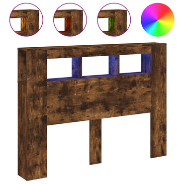 vidaXL LED-Kopfteil Räuchereiche 140x18,5x103,5 cm Holzwerkstoff