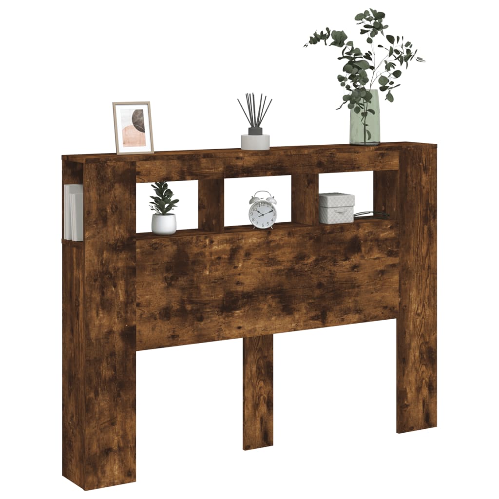 vidaXL LED-Kopfteil Räuchereiche 140x18,5x103,5 cm Holzwerkstoff