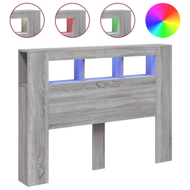 vidaXL LED-Kopfteil Grau Sonoma 140x18,5x103,5 cm Holzwerkstoff