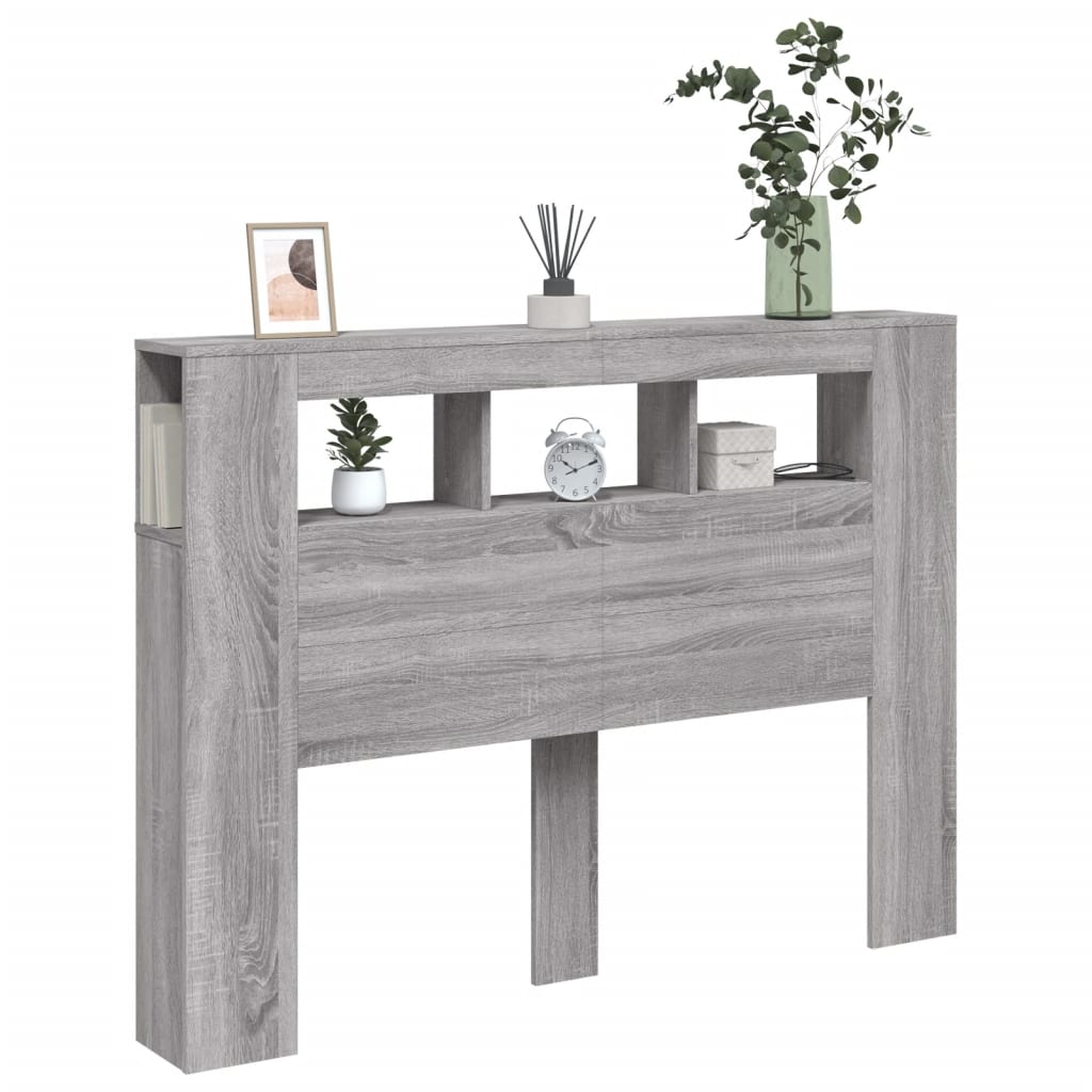 vidaXL LED-Kopfteil Grau Sonoma 140x18,5x103,5 cm Holzwerkstoff