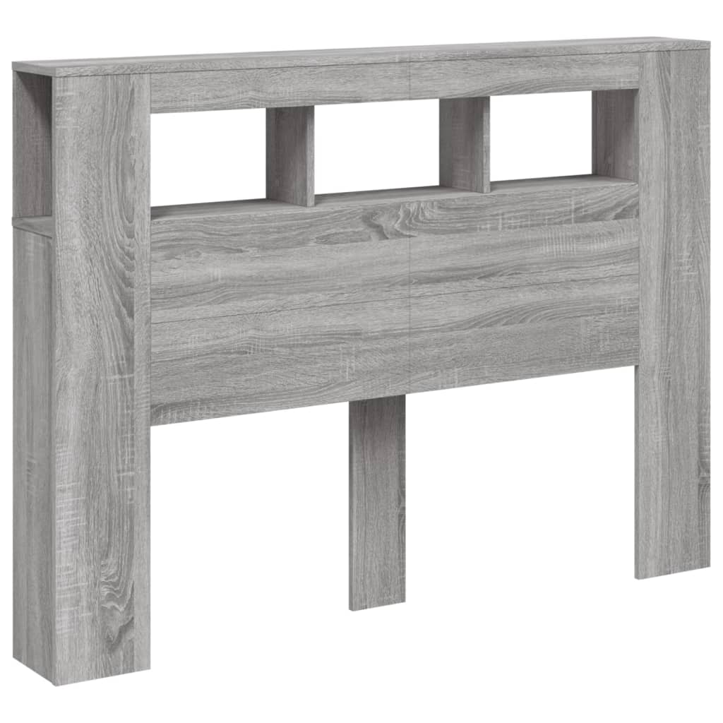 vidaXL LED-Kopfteil Grau Sonoma 140x18,5x103,5 cm Holzwerkstoff
