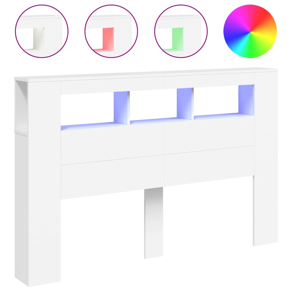 vidaXL LED-Kopfteil Weiß 160x18,5x103,5 cm Holzwerkstoff