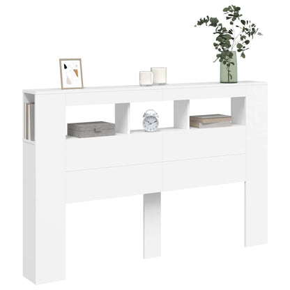 vidaXL LED-Kopfteil Weiß 160x18,5x103,5 cm Holzwerkstoff