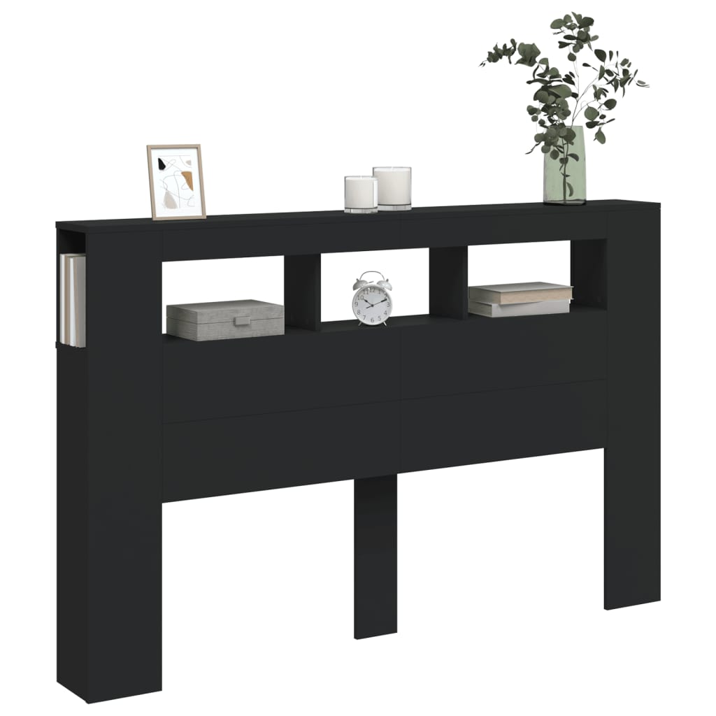 vidaXL LED-Kopfteil Schwarz 160x18,5x103,5 cm Holzwerkstoff