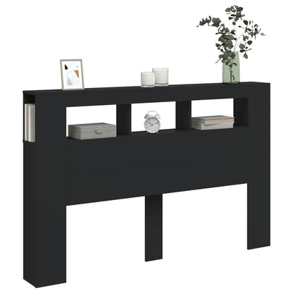 vidaXL LED-Kopfteil Schwarz 160x18,5x103,5 cm Holzwerkstoff