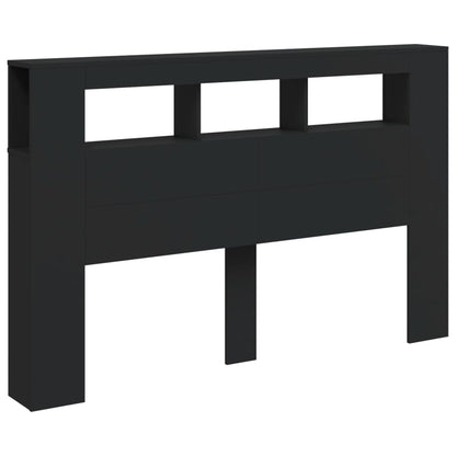 vidaXL LED-Kopfteil Schwarz 160x18,5x103,5 cm Holzwerkstoff