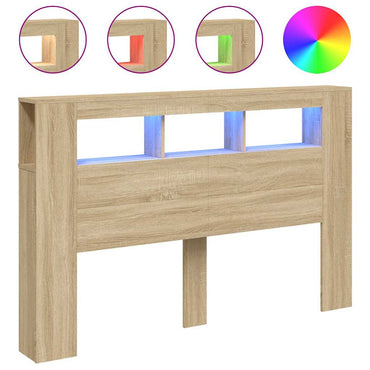 vidaXL LED-Kopfteil Sonoma Eiche 160x18,5x103,5 cm Holzwerkstoff