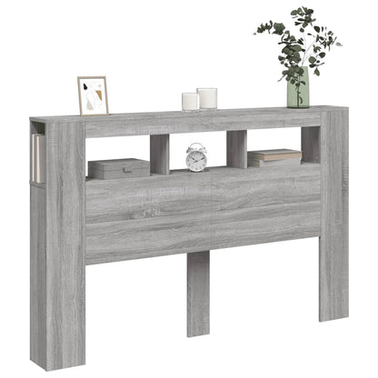 vidaXL LED-Kopfteil Grau Sonoma 160x18,5x103,5 cm Holzwerkstoff