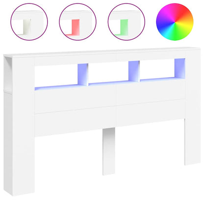 vidaXL LED-Kopfteil Weiß 180x18,5x103,5 cm Holzwerkstoff