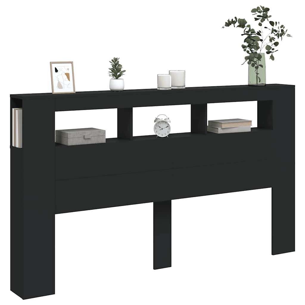 vidaXL LED-Kopfteil Schwarz 180x18,5x103,5 cm Holzwerkstoff