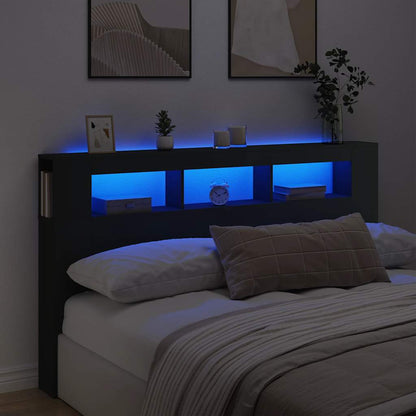 vidaXL LED-Kopfteil Schwarz 180x18,5x103,5 cm Holzwerkstoff
