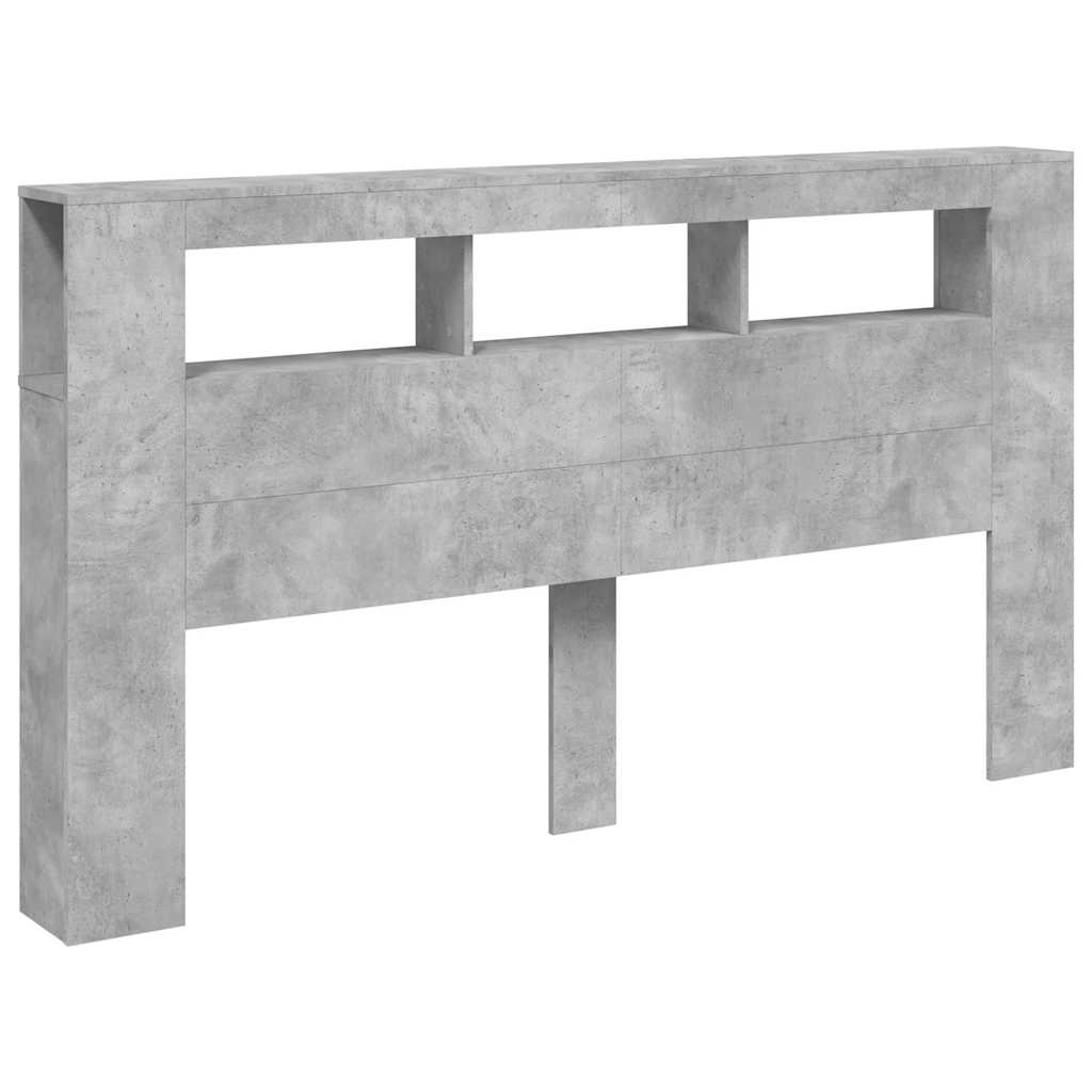 vidaXL LED-Kopfteil Betongrau 180x18,5x103,5 cm Holzwerkstoff