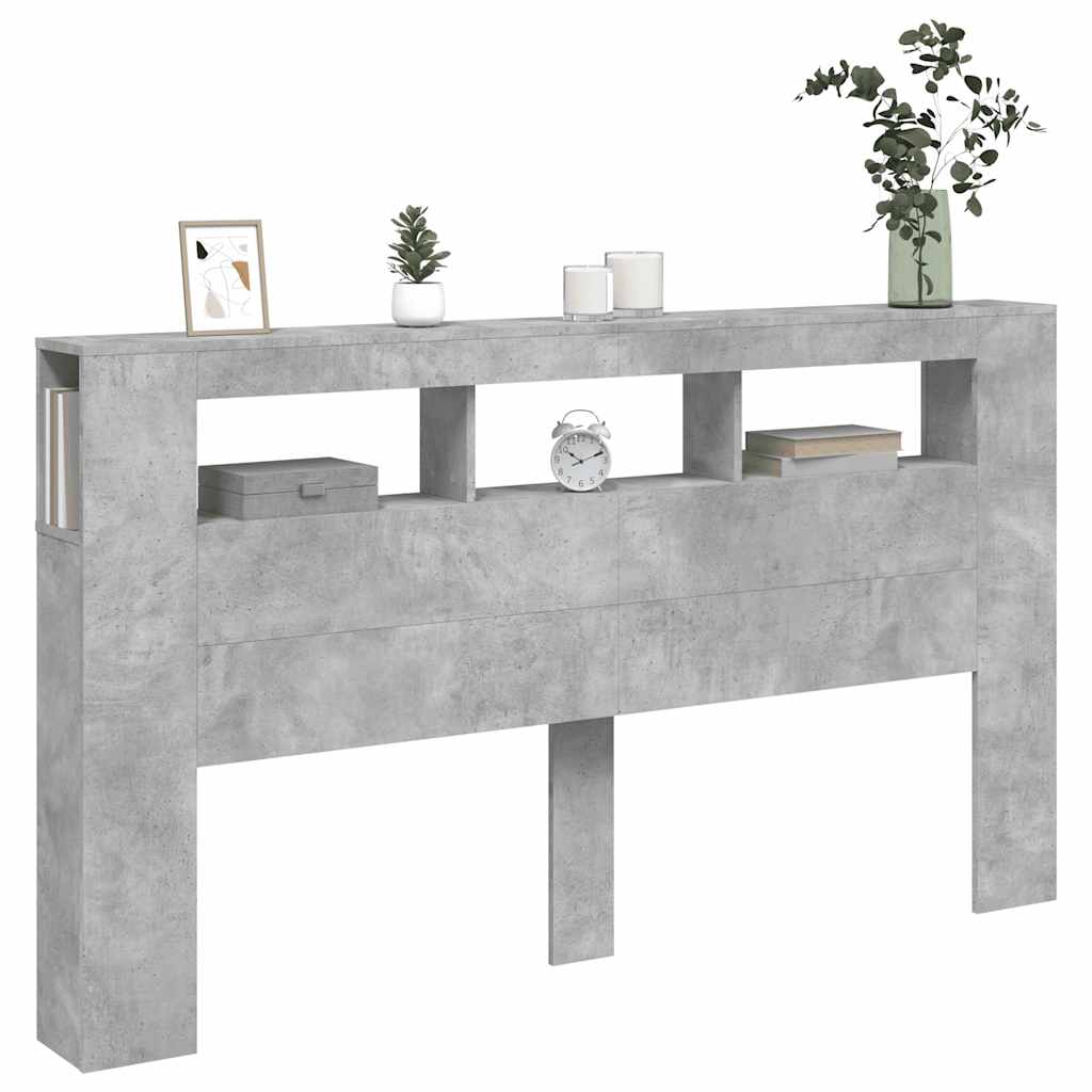 vidaXL LED-Kopfteil Betongrau 180x18,5x103,5 cm Holzwerkstoff
