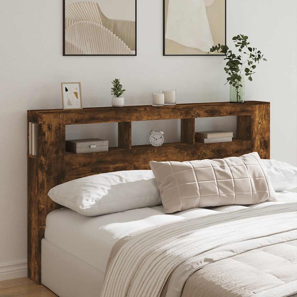 vidaXL LED-Kopfteil Räuchereiche 180x18,5x103,5 cm Holzwerkstoff