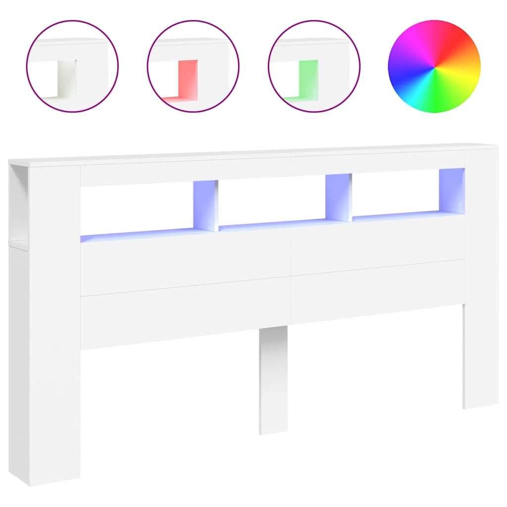 vidaXL LED-Kopfteil Weiß 200x18,5x103,5 cm Holzwerkstoff
