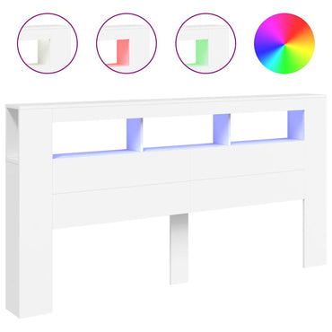 vidaXL LED-Kopfteil Weiß 200x18,5x103,5 cm Holzwerkstoff