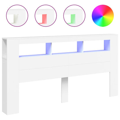 vidaXL LED-Kopfteil Weiß 200x18,5x103,5 cm Holzwerkstoff