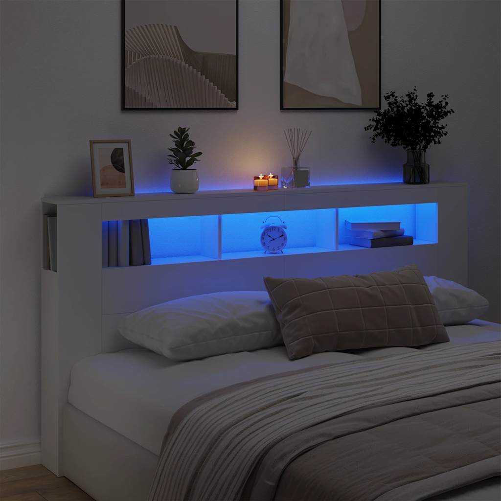 vidaXL LED-Kopfteil Weiß 200x18,5x103,5 cm Holzwerkstoff