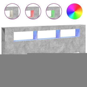 vidaXL LED-Kopfteil Betongrau 200x18,5x103,5 cm Holzwerkstoff