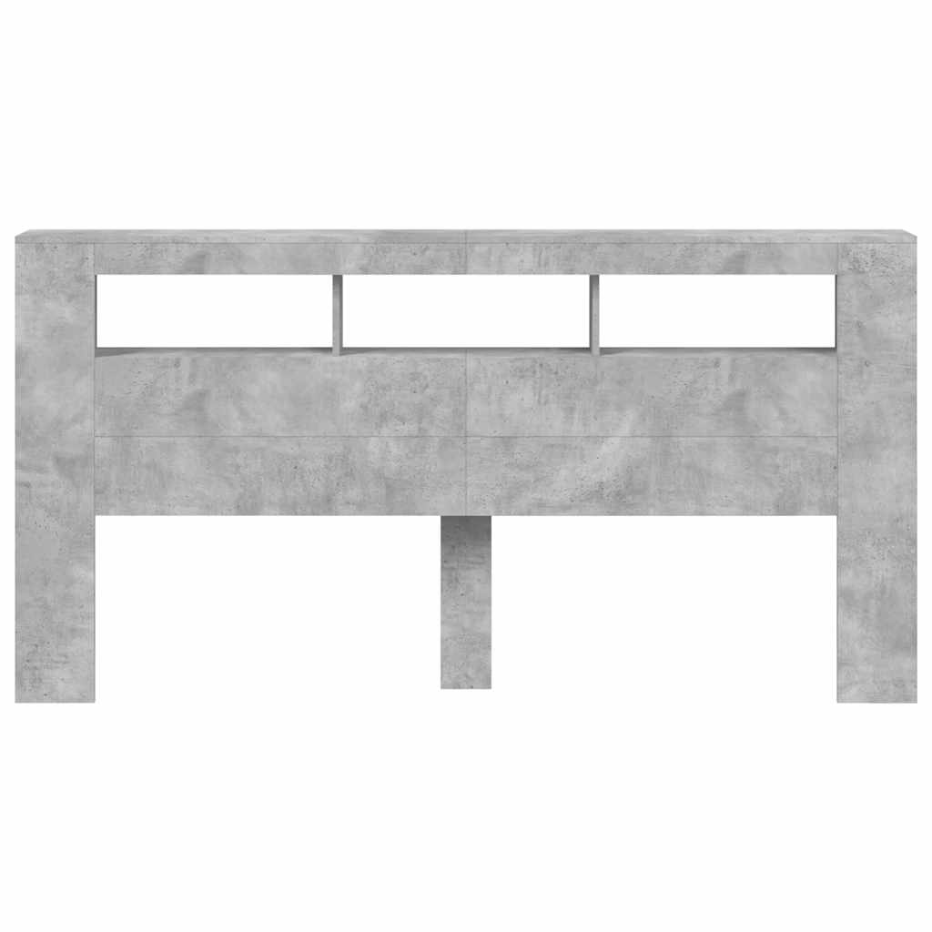 vidaXL LED-Kopfteil Betongrau 200x18,5x103,5 cm Holzwerkstoff