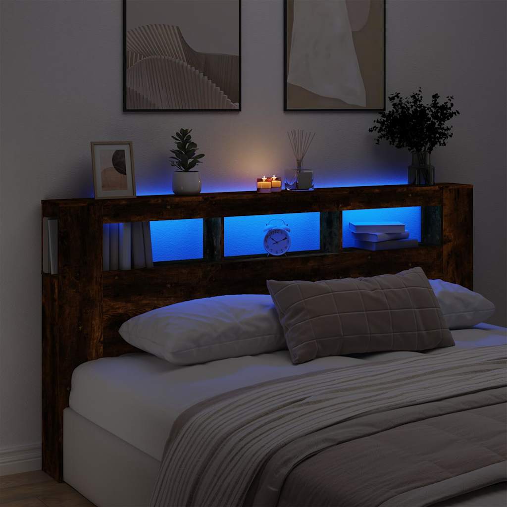 vidaXL LED-Kopfteil Räuchereiche 200x18,5x103,5 cm Holzwerkstoff