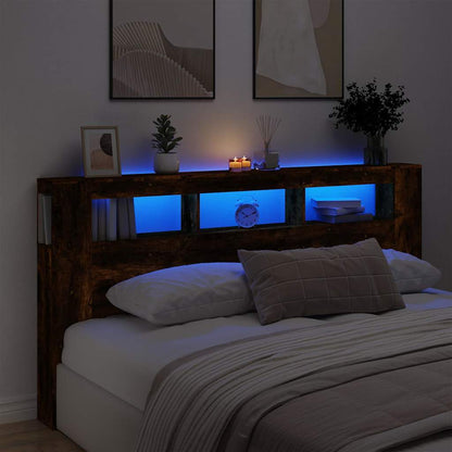 vidaXL LED-Kopfteil Räuchereiche 200x18,5x103,5 cm Holzwerkstoff