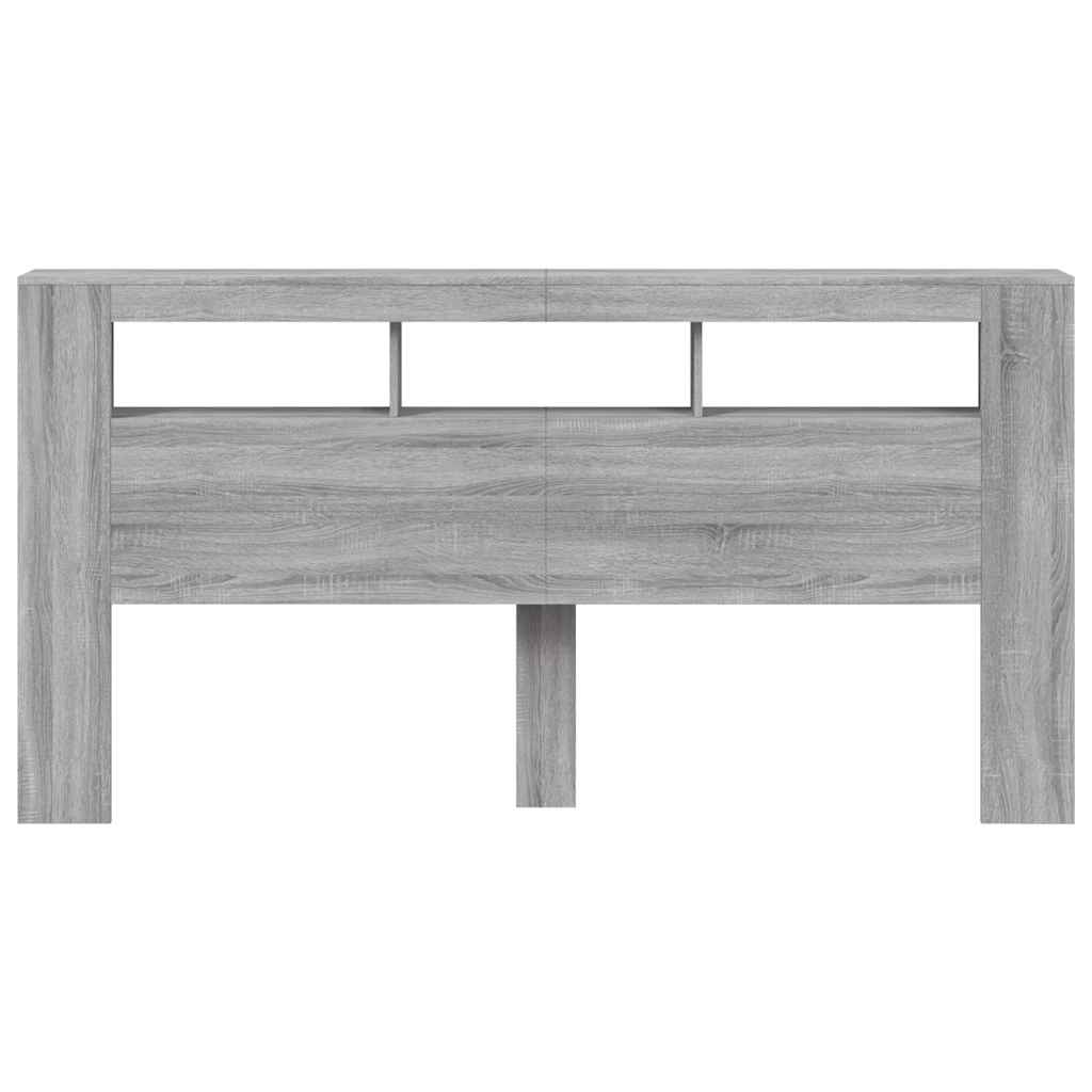 vidaXL LED-Kopfteil Grau Sonoma 200x18,5x103,5 cm Holzwerkstoff