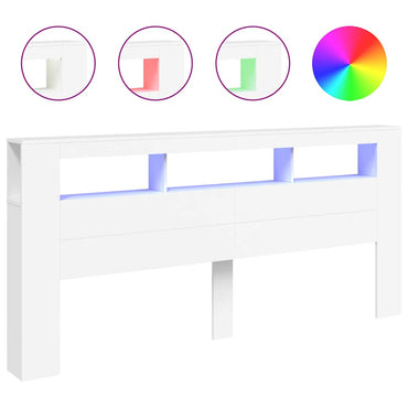 vidaXL LED-Kopfteil Weiß 220x18,5x103,5 cm Holzwerkstoff
