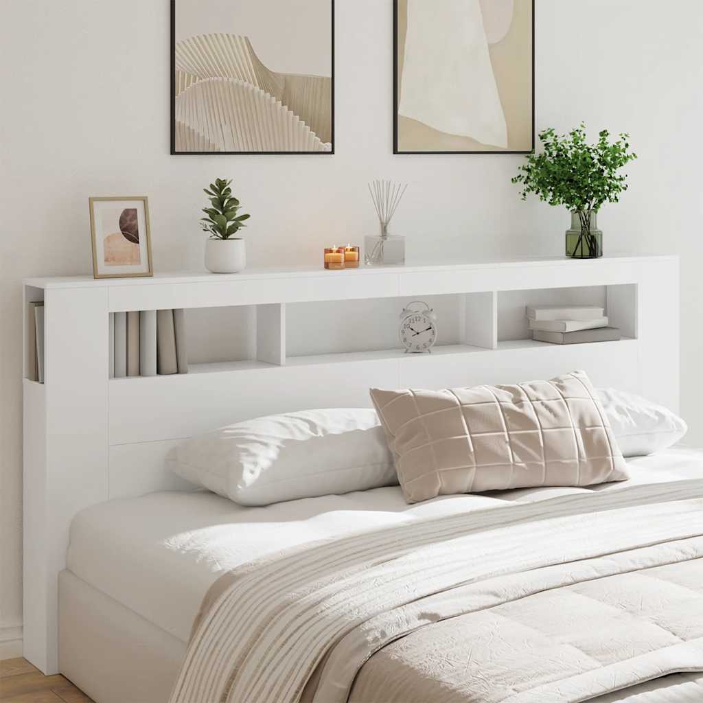 vidaXL LED-Kopfteil Weiß 220x18,5x103,5 cm Holzwerkstoff
