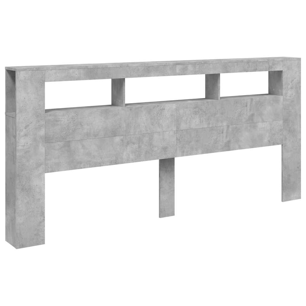 vidaXL LED-Kopfteil Betongrau 220x18,5x103,5 cm Holzwerkstoff