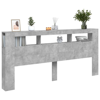 vidaXL LED-Kopfteil Betongrau 220x18,5x103,5 cm Holzwerkstoff