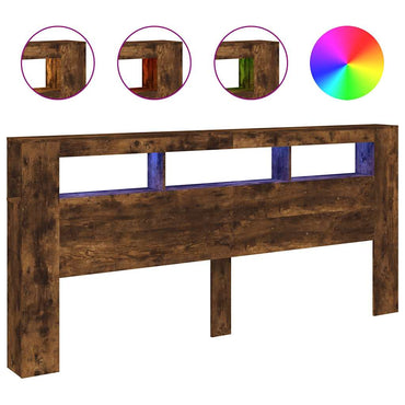 vidaXL LED-Kopfteil Räuchereiche 220x18,5x103,5 cm Holzwerkstoff