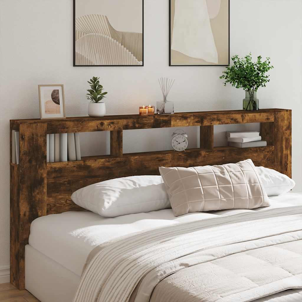 vidaXL LED-Kopfteil Räuchereiche 220x18,5x103,5 cm Holzwerkstoff