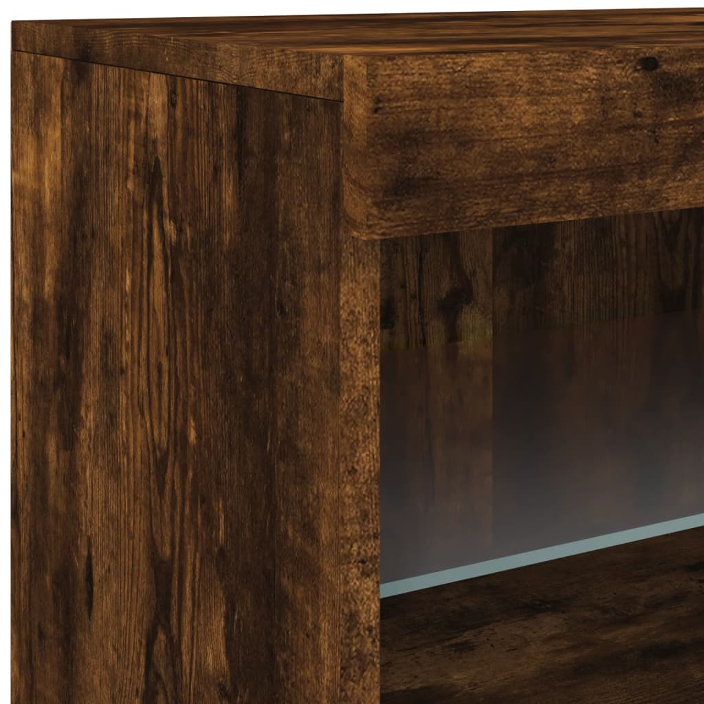 vidaXL Sideboard mit LED-Leuchten Räuchereiche 162x37x67 cm