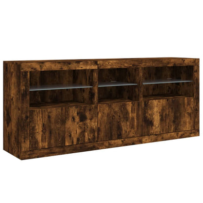 vidaXL Sideboard mit LED-Leuchten Räuchereiche 162x37x67 cm