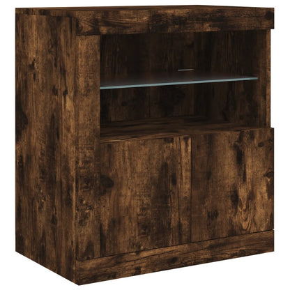 vidaXL Sideboard mit LED-Leuchten Räuchereiche 162x37x67 cm