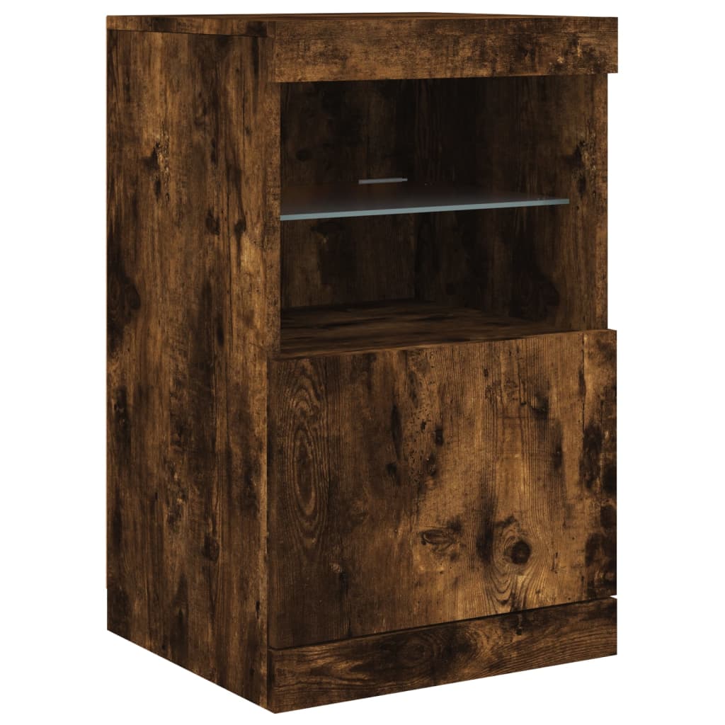 vidaXL Sideboard mit LED-Leuchten Räuchereiche 162x37x67 cm