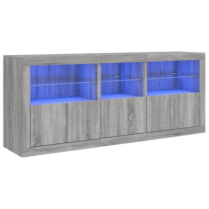 vidaXL Buffet avec lumières LED Gris Sonoma 162x37x67 cm