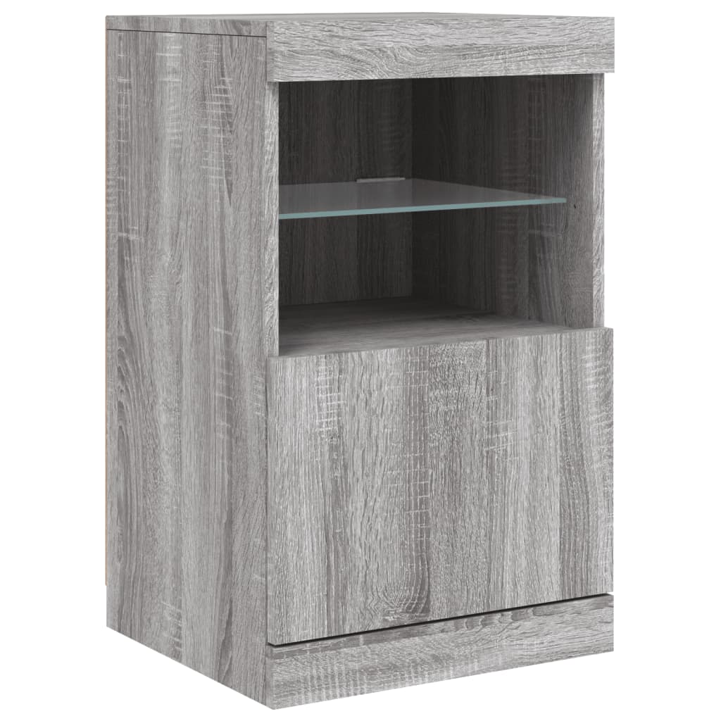 vidaXL Buffet avec lumières LED Gris Sonoma 162x37x67 cm