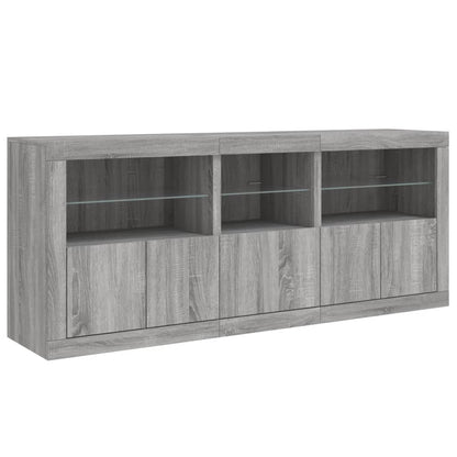 vidaXL Buffet avec lumières LED Gris Sonoma 162x37x67 cm